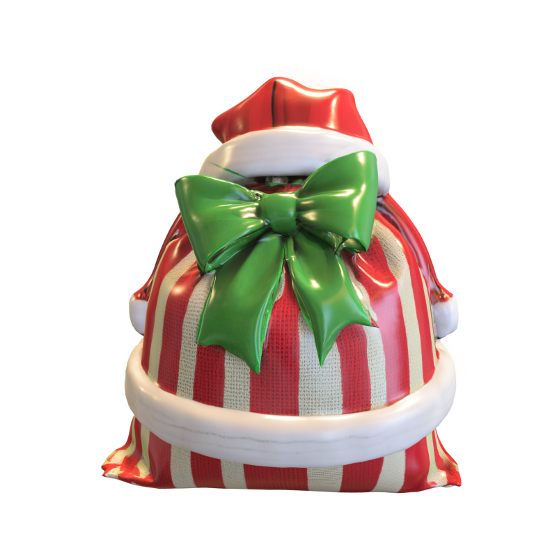 Christmas Gift Bag 3D Модель .c4d .max .obj .3ds .fbx .stl .blend