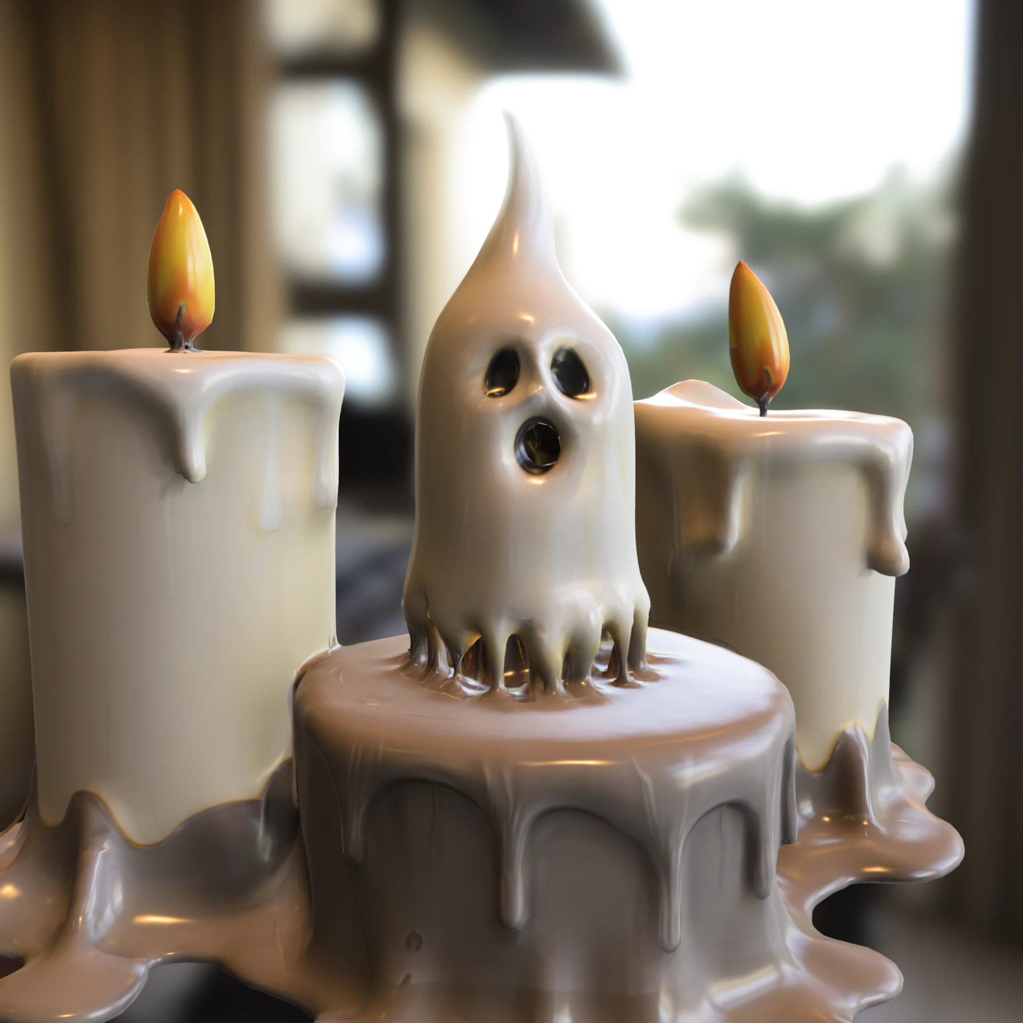 Haunted Ghost Candle 3D Model .c4d .max .obj .3ds .fbx .stl .blend 