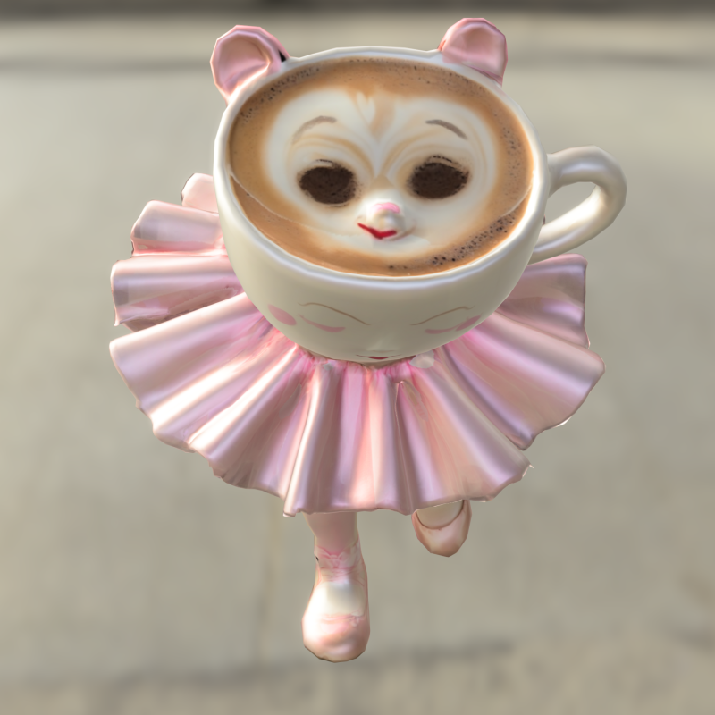 Coffee Cup Ballerina Model 3D .c4d .max .obj .3ds .fbx .stl .blend 