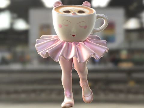 Coffee Cup Ballerina 3D Model