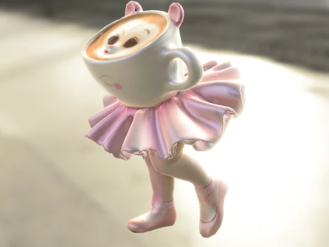 Coffee Cup Ballerina 3D Model