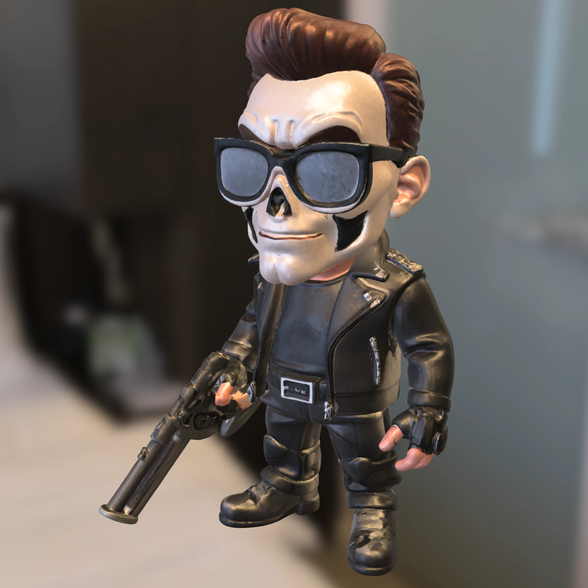 Skull Warrior with Leather Jacket 3D Model .c4d .max .obj .3ds .fbx .stl .blend 