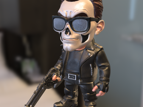Skull Warrior with Leather Jacket 3D Model