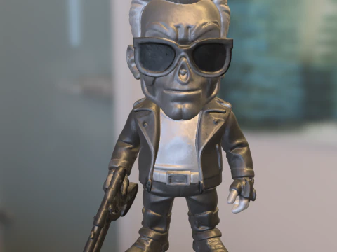 Skull Warrior with Leather Jacket 3D Model
