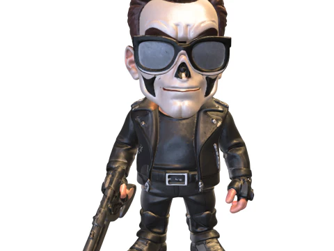Skull Warrior with Leather Jacket 3D Model