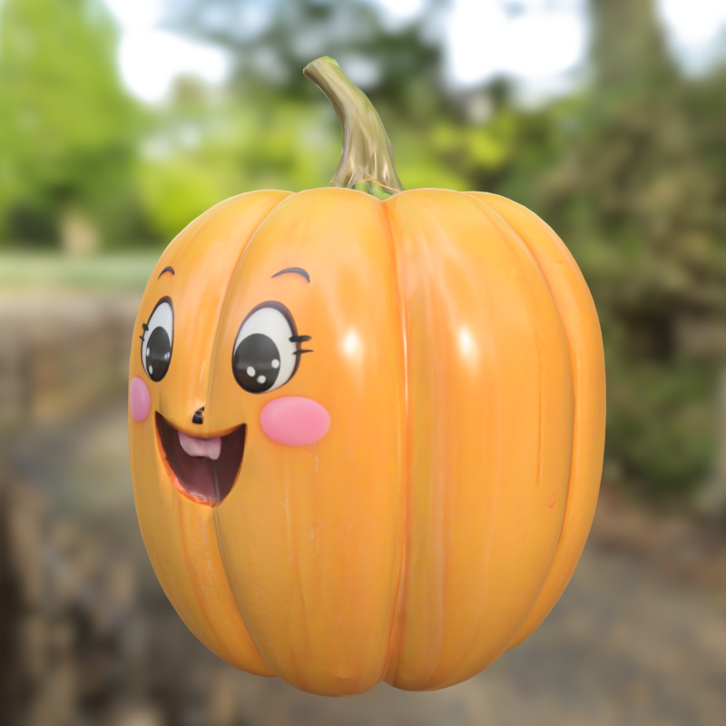 Cute Pumpkin Character Halloween Cartoon Asset 3D Model .c4d .max .obj .3ds .fbx .stl .blend 