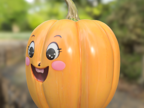 Cute Pumpkin Character Halloween Cartoon Asset Modello 3D