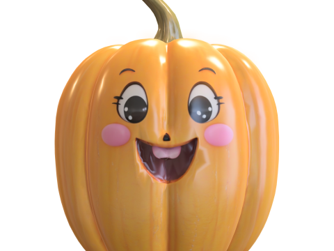 Cute Pumpkin Character Halloween Cartoon Asset 3D Model
