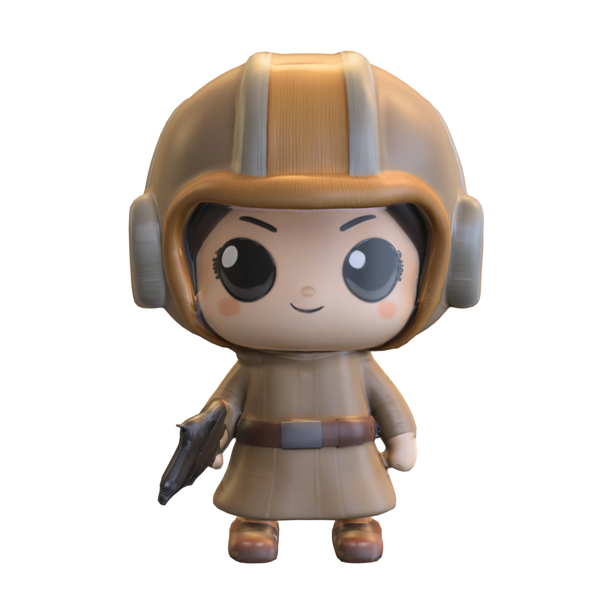 Chibi Princess Leia 3D Model .c4d .max .obj .3ds .fbx .stl .blend 