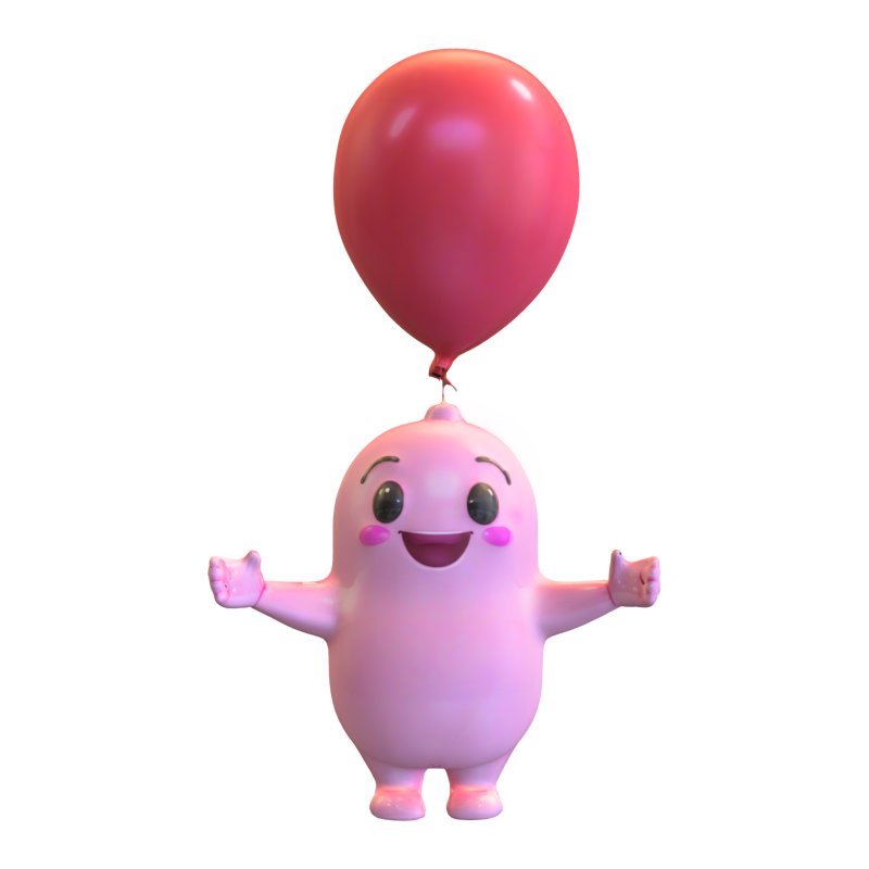 Cute Balloon Character 3D 모델 .c4d .max .obj .3ds .fbx .stl .blend 