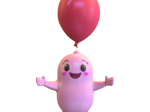 Cute Balloon Character 3D 모델