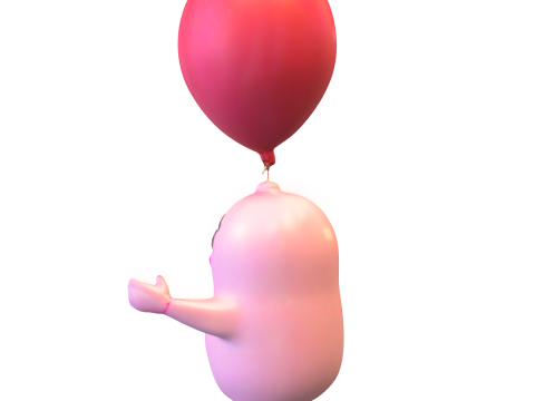 Cute Balloon Character 3D 모델