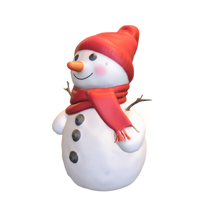Kawaii Snowman 3D Модель .c4d .max .obj .3ds .fbx .stl .blend 