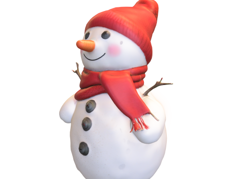 Kawaii Snowman 3D Model