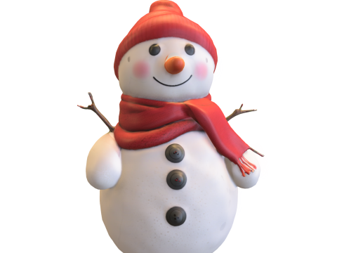 Kawaii Snowman 3D Модель
