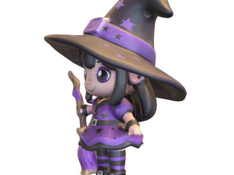 Kawaii Little Witch Figurine 3D 模型