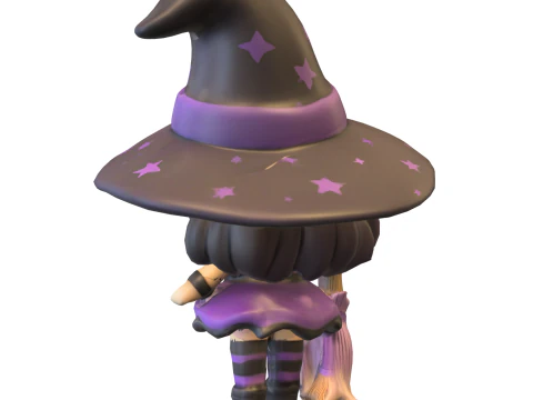 Kawaii Little Witch Figurine 3D Model