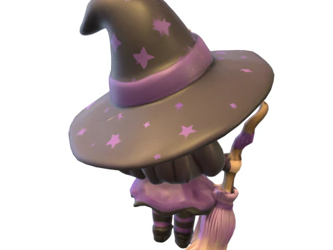 Kawaii Little Witch Figurine 3D Model