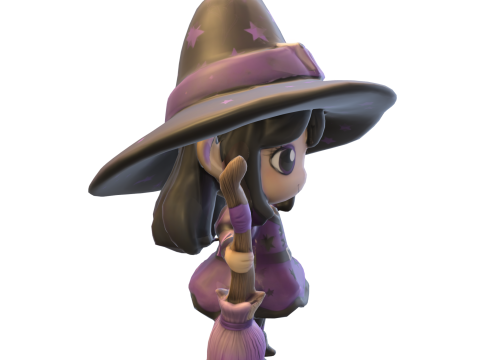 Kawaii Little Witch Figurine Modèle 3D