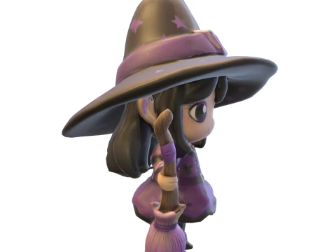 Kawaii Little Witch Figurine 3D Model