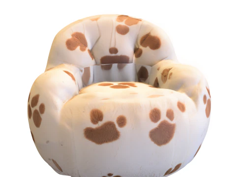 Pack Cute puff Kids Furniture Low-poly 3D Model