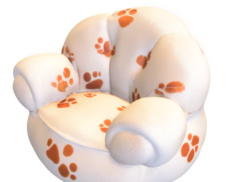 Pack Cute puff Kids Furniture Low-poly 3D Model