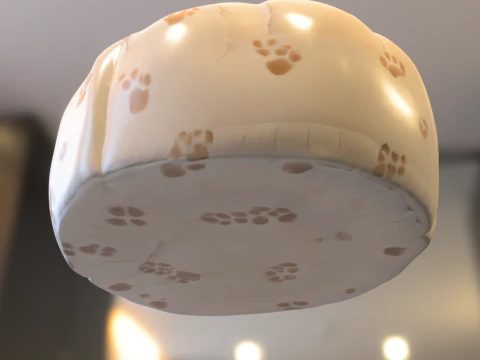 Pack Cute puff Kids Furniture Low-poly 3D Model