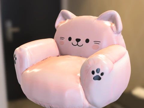 Pack Cute puff Kids Furniture Low-poly 3D Model