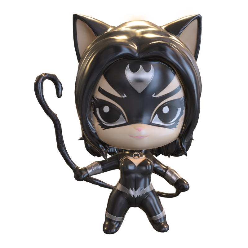 Funko Pop Style Catwoman Modelo 3D .c4d .max .obj .3ds .fbx .stl .blend 