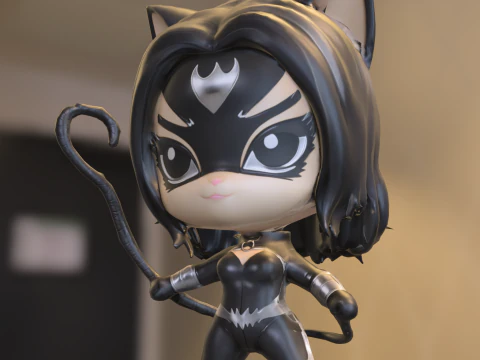 Funko Pop Style Catwoman 3D Model