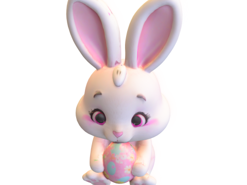Pack Cartoon Rabbits with Carrots 3Dモデル