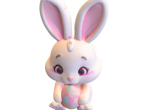 Pack Cartoon Rabbits with Carrots 3D Model
