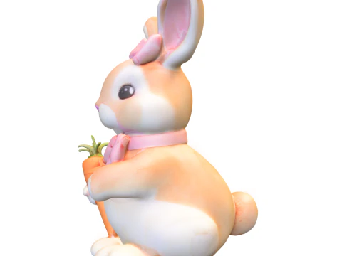 Pack Cartoon Rabbits with Carrots 3D Model