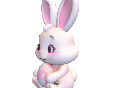 Pack Cartoon Rabbits with Carrots 3D Model