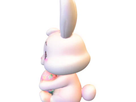 Pack Cartoon Rabbits with Carrots 3D Model
