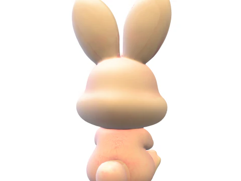 Pack Cartoon Rabbits with Carrots 3D Model