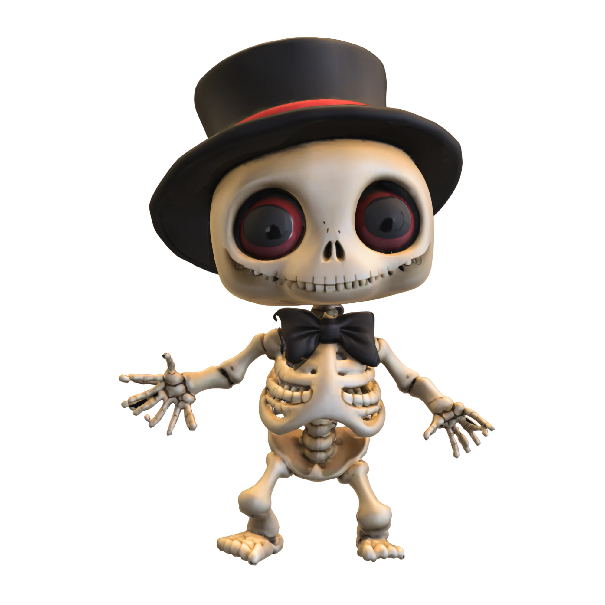 Chibi Skeleton with Top Hat and Bow Tie 3D Model .c4d .max .obj .3ds .fbx .stl .blend 