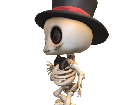 Chibi Skeleton with Top Hat and Bow Tie 3D Model