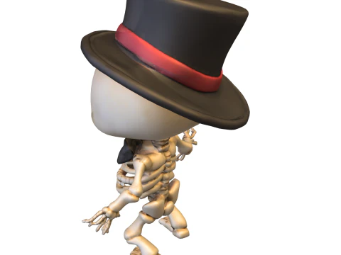 Chibi Skeleton with Top Hat and Bow Tie 3D Model