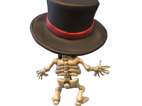 Chibi Skeleton with Top Hat and Bow Tie 3D मॉडल