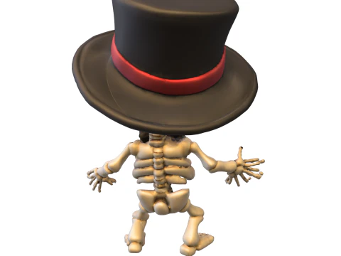 Chibi Skeleton with Top Hat and Bow Tie 3D Model