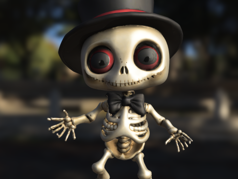 Chibi Skeleton with Top Hat and Bow Tie 3D मॉडल
