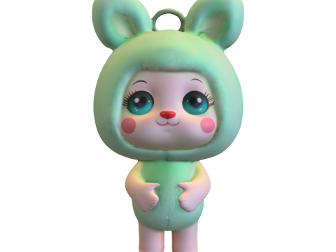 Cute Rabbit Doll Toy Pack 3D Model