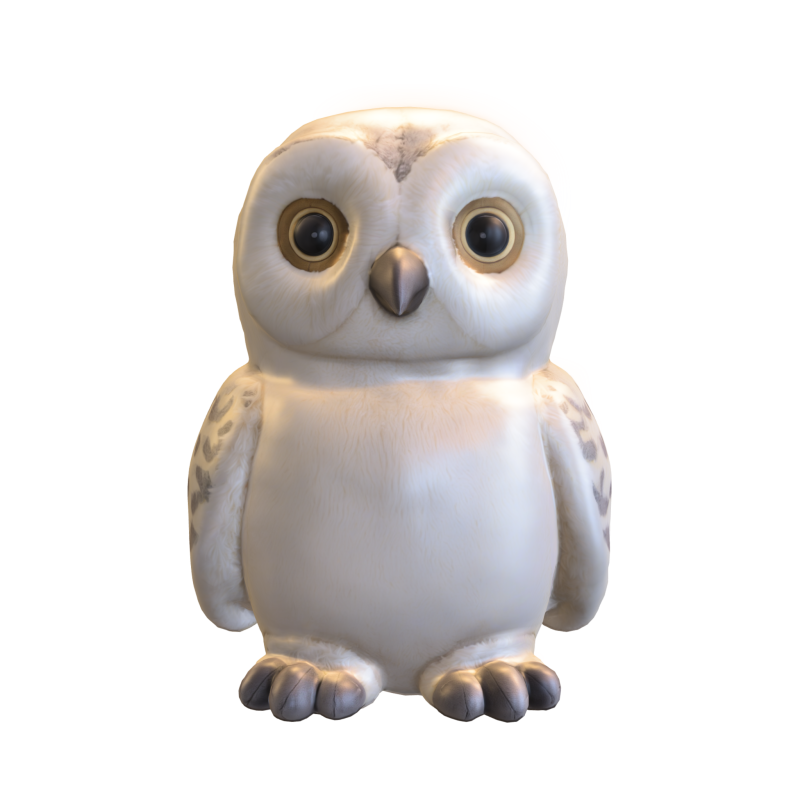 Fluffy Snow Owl Cute Pack 3D Model .c4d .max .obj .3ds .fbx .stl .blend