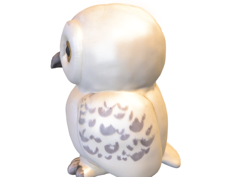 Fluffy Snow Owl Cute Pack 3D Model