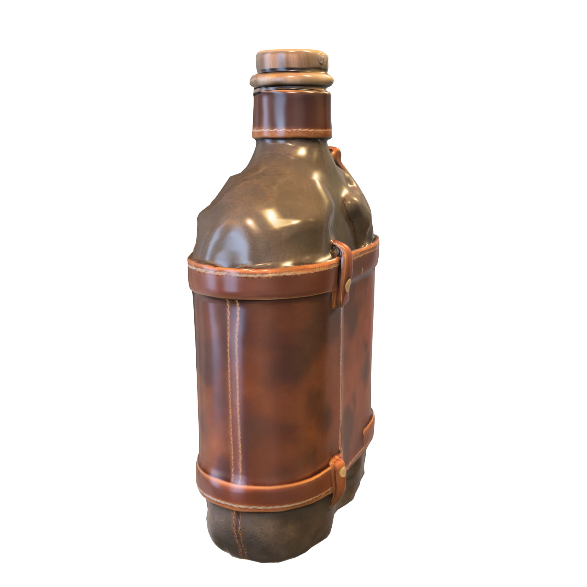 Leather Flask Pack 3D Model .c4d .max .obj .3ds .fbx .stl .blend 