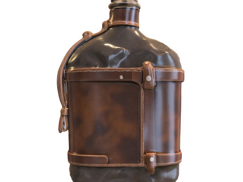 Leather Flask Pack 3D Модель