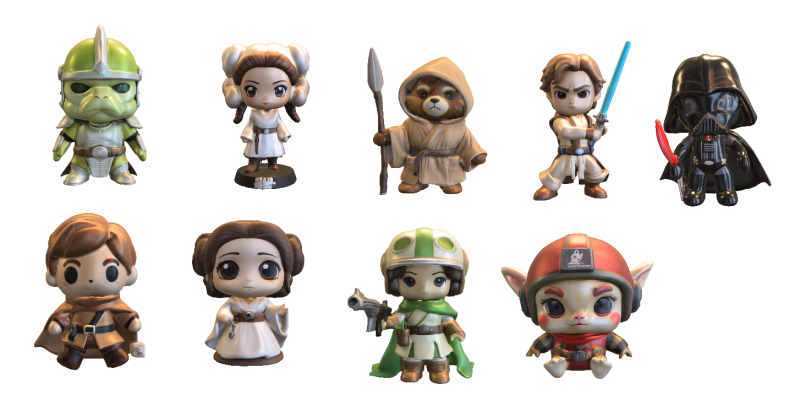 Pack chibi doll starwars Low-poly Model 3D .c4d .max .obj .3ds .fbx .stl .blend 
