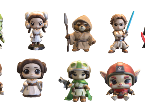Pack chibi doll starwars Low-poly 3D Modell