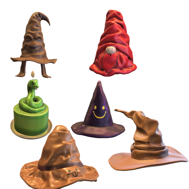 Pack Hats Mystic Fantasy Props 3D Model .c4d .max .obj .3ds .fbx .stl .blend 